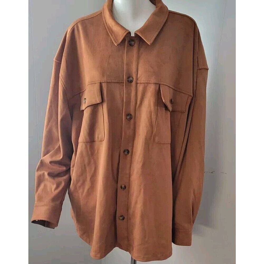 Cleo Wolf Womans Shacket Faux Suede Leather Sz. XXL Camel Color